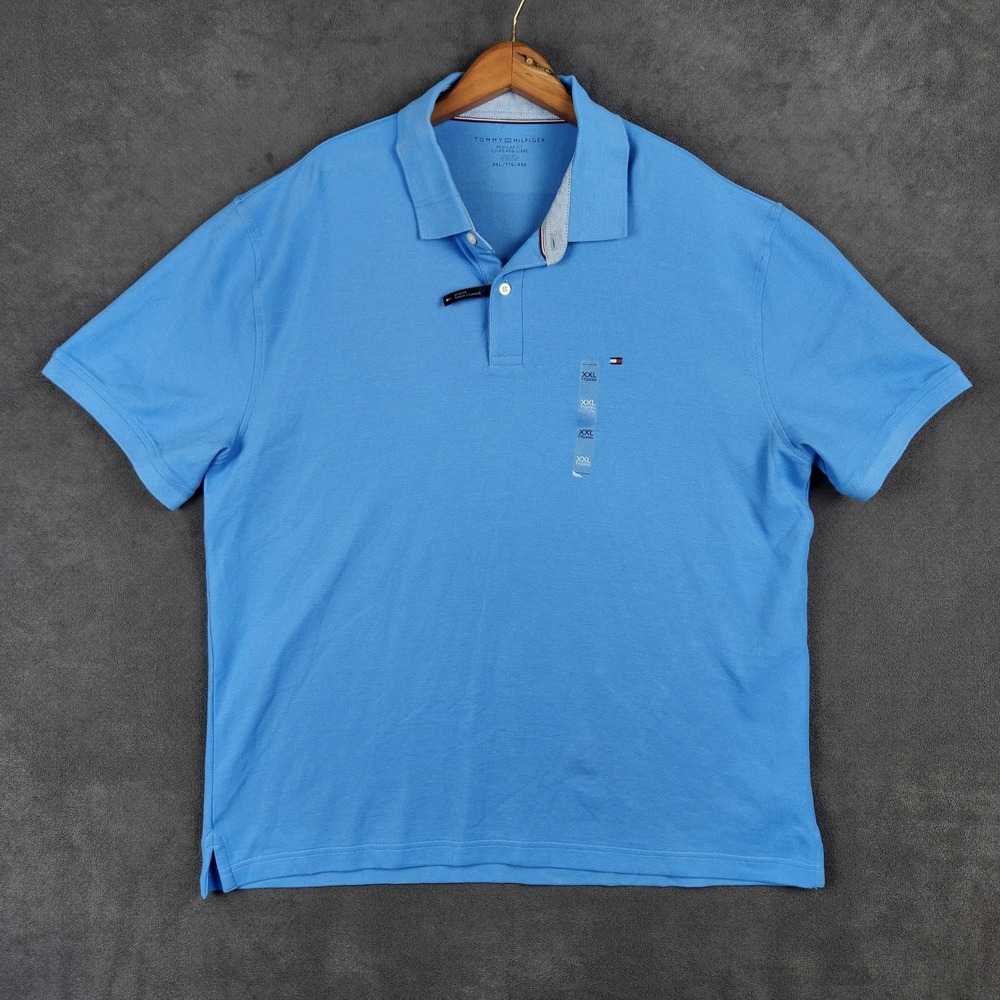 Tommy Hilfiger Polo Shirt Mens XXL Blue Regular Fit Short‎ Sleeve 78J9742 NEW